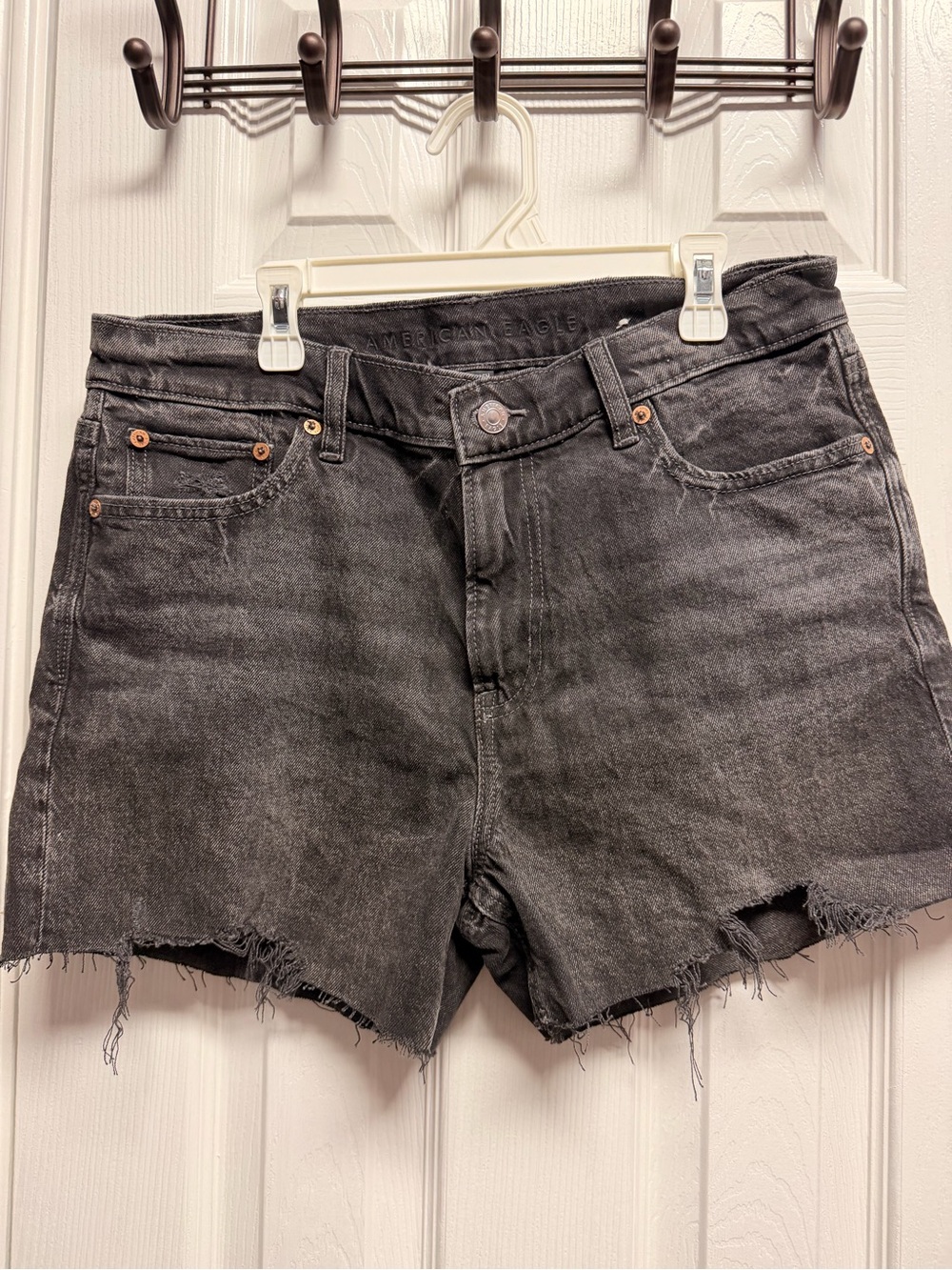 American Eagle Black High-Rise Denim Cutoff Shorts